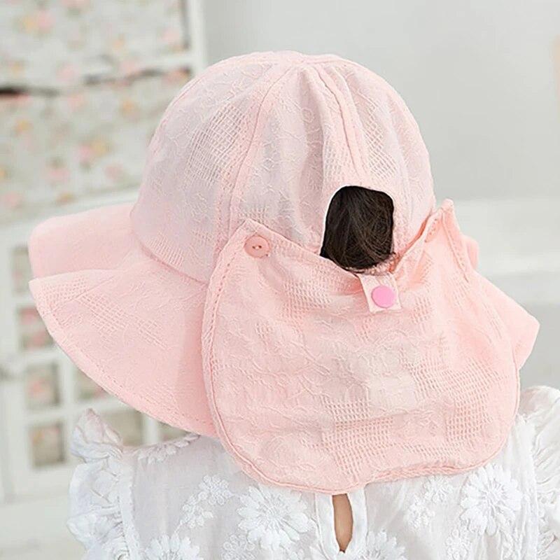 Детская панама для девочек от 1 до 3 лет, кепка от солнца с большими полями и бантом, летние пляжные детские рыбацкие шапки с ветрозащитной веревкой, аксессуары для детей