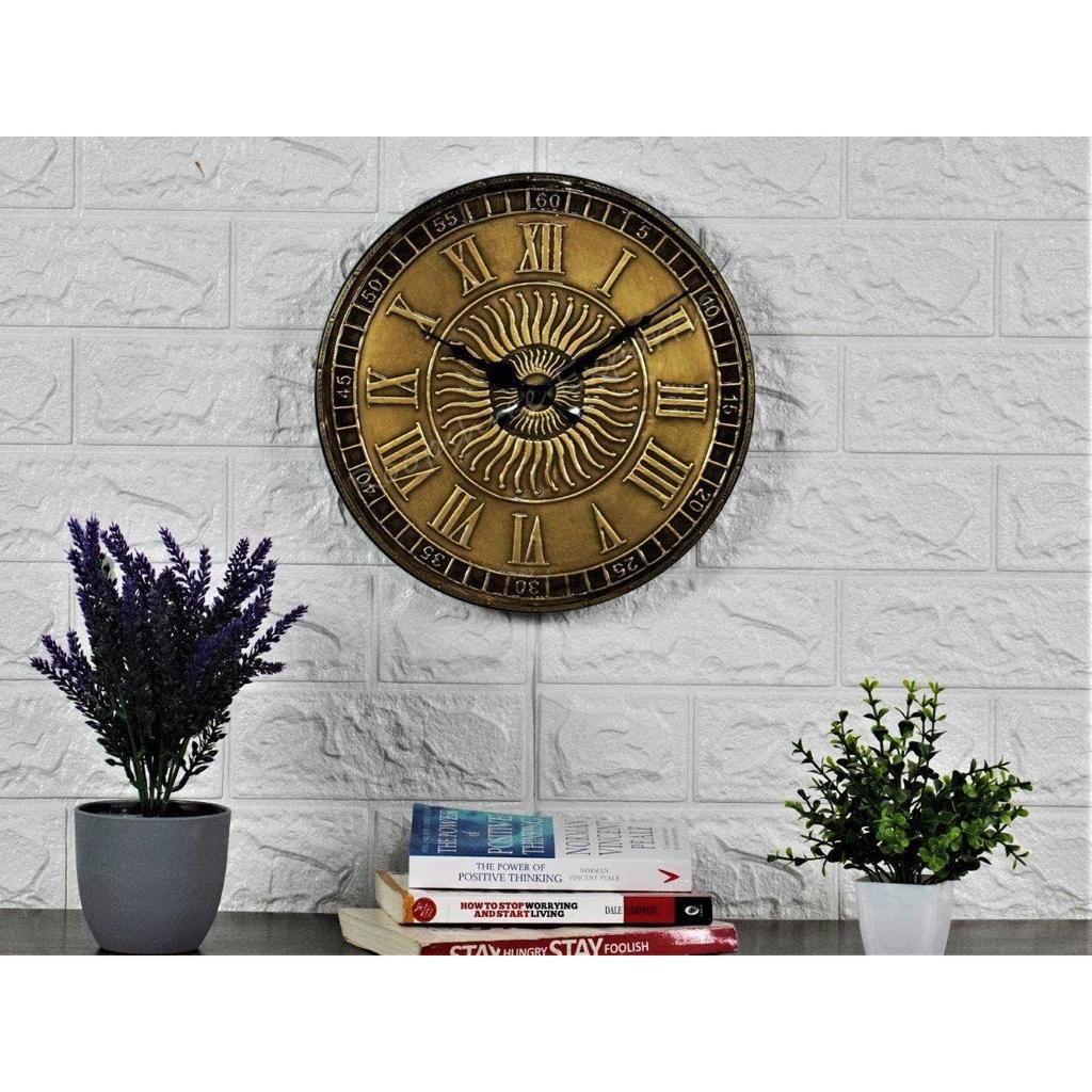 Настенные часы из дерева и латуни ручной работы / 12 дюймов (30 см) / Чистая латунь