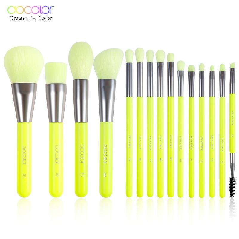 Набор кистей Docolor в неоновом цвете для профессионального макияжа