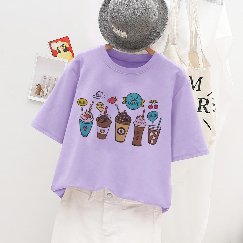 Kids Girl T Shirt Summer Baby Cold Drink Tops Toddler Tees Clothes Children Clothing Cartoon T-shirts Short Sleeve Casual Wear