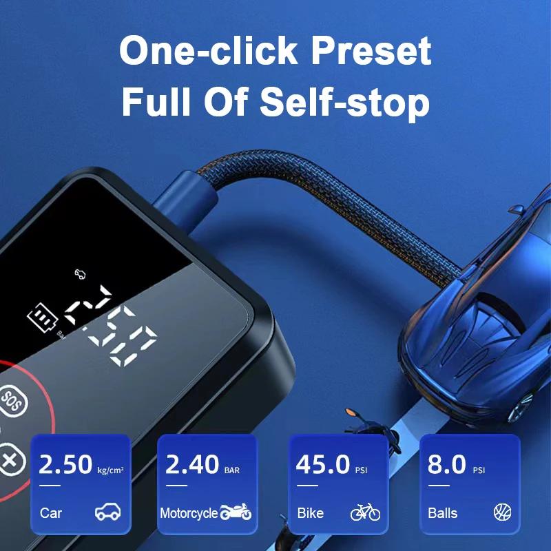 New Intelligent Electric Fast Charging Portable Air Pump Suitable for Motorcycles, Bicycles, Boats, Cars, Digital Screen Display Car Air Compressor
