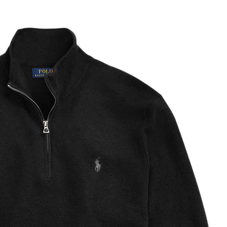 Polo Ralph Lauren Solid Color Logo Embroidered Half-Zip Stand Collar Long Sleeve Sweater Men Sweater Black 710697637-023