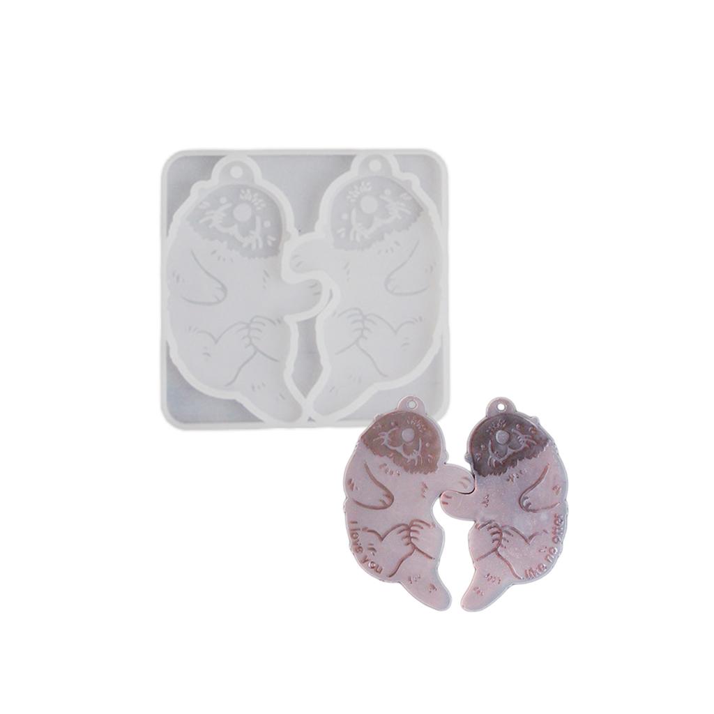 Resin Pendant Molds with Hole for Epoxy Resin Keychain Making Otters Shape Silicone Pendant Molds for Jewelry Making