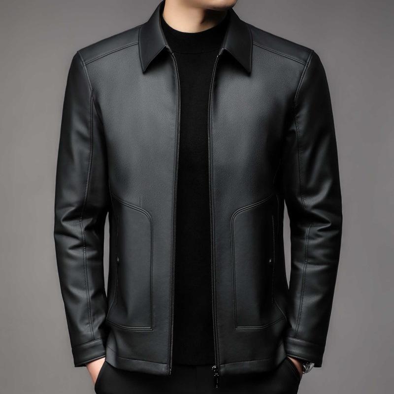Куртка из натуральной кожи, мужская, новая, осенняя, бархатная, высококачественная, мотоциклетная, куртка из овчины, повседневная, с лацканами