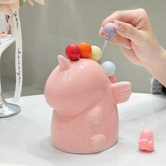 Вилка для фруктов с банкой для хранения, десертные вилки из нержавеющей стали, вилки для салатов, керамические столовые приборы, милые украшения для стола для дома, кафе, ресторана