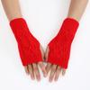 Warm Wool Fingerless Wrist Gloves Women Winter Knitted Half Finger Arm Cover Long Sleeve Gothic Crochet Twist Pattern Mittens