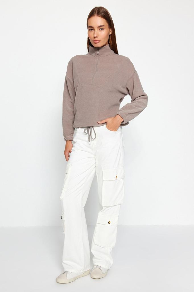 Женская модная стильная толстовка Изумрудно-зеленая флисовая вязаная толстовка с застежкой-молнией