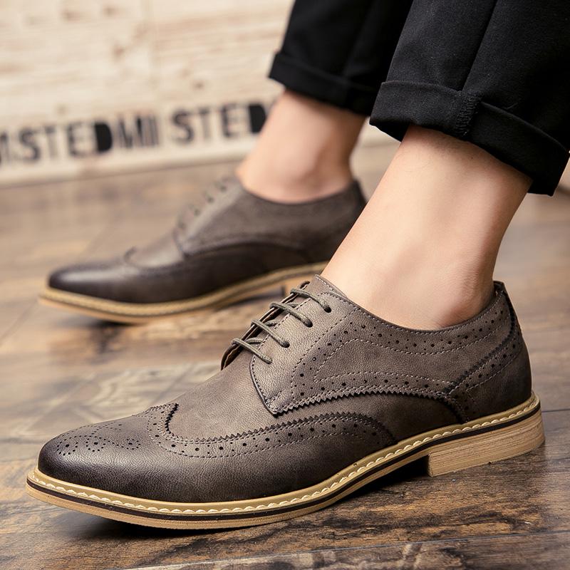 Модные новые роскошные кожаные броги мужские туфли на плоской подошве повседневные британские мужские оксфорды модные брендовые туфли для мужчин Zapatos Hombre