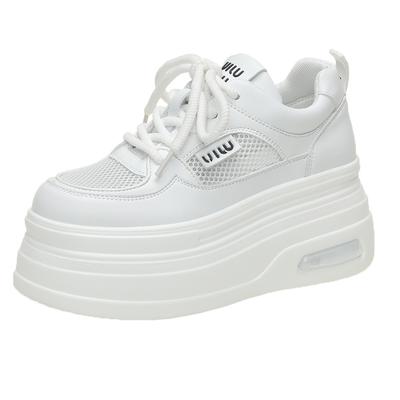 Модная женская обувь для бега 8 см Весна Лето Однотонная Модная обувь Платформа Горячая Распродажа Повседневные Кроссовки Дышащая Обувь на шнуровке