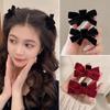 Korean Velvet Bow Hair Clip Claw Clamp Sweet Black Red Bow Small Hair Claw Clip Princess Headwear Girls Women Hair Claw Clip