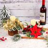 1PC Thanksgiving Tabletop Decor Christmas Artificial Flower Wreath Candle Holder Poinsettia