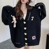 Кардиган Женская одежда Стиль преппи Love Rabbit Sweet Pull Femme Повседневная мода Вязаный свитер большого размера Пальто