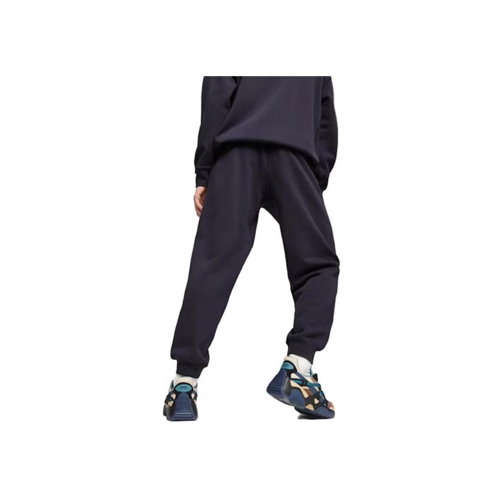 Puma Длинные спортивные брюки с логотипом и высокой талией, повседневные брюки унисекс, темно-синие 620821-16