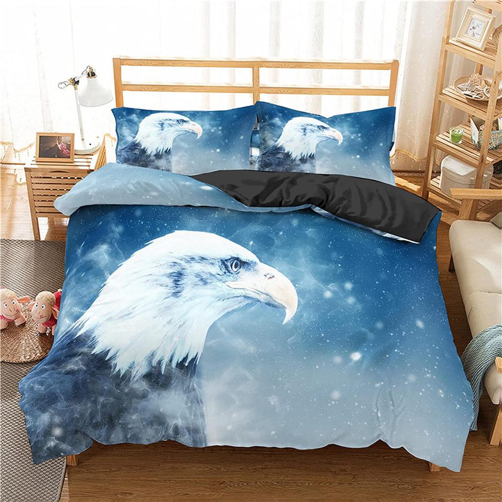 Eagle Duvet Cover Set Wild Animal Pattern Polyester Comforter Cover King Queen Full Twin Size For Kids Teens Adults Bedding Set