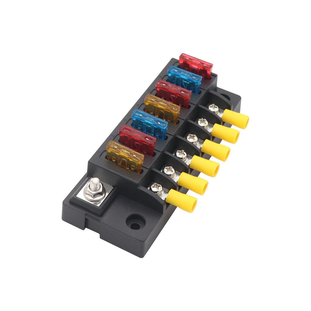 Компактный блок предохранителей на 6 позиций с одним входом и 6 выходами