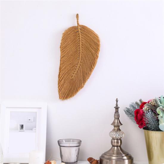 Woven Feather Tapestry Soft Fine Workmanship Cotton Macrame Wall Hanging Feather Boho Chic Woven Leaf for Wall