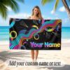 Abstract Geometric Theme Soft Beach Towel Personalized Custom Name Text Towel Portable for Beach Pool Travel