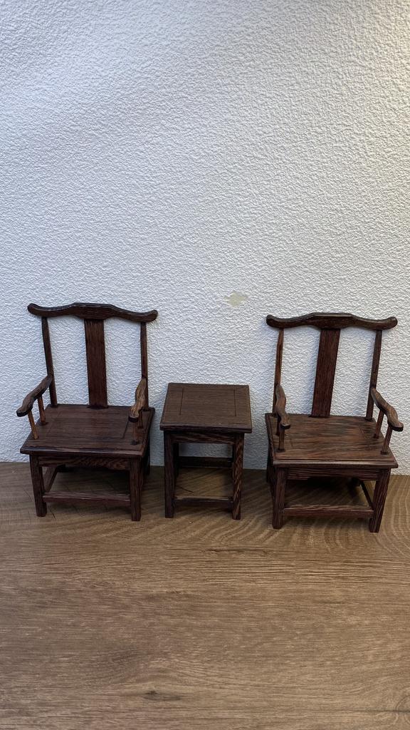 Mini Chair Stove Chinese Style Wooden Table Model Scene Decoration Ornament Taishi Chair for 1/12 1/8 Scale BJD Action Figures