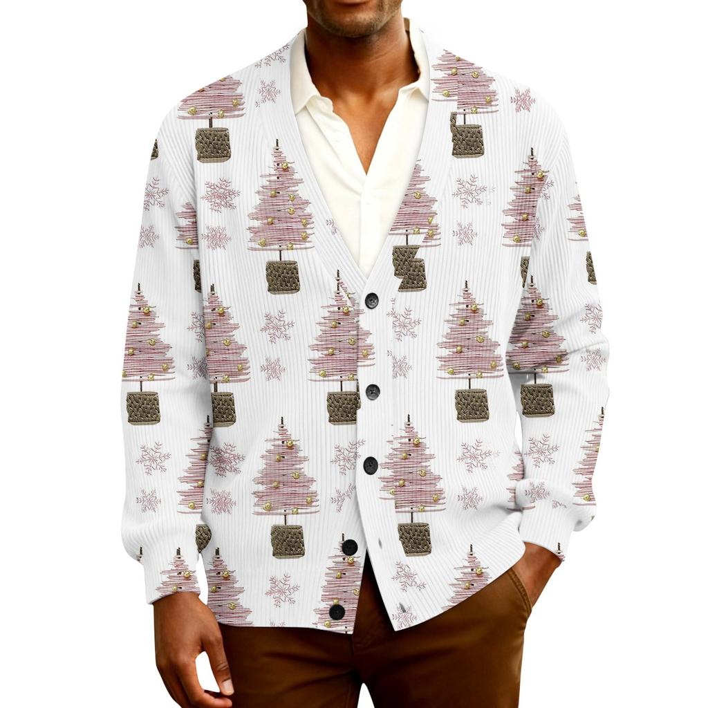 Мужской кардиган с длинным рукавом, рубчатой вязки