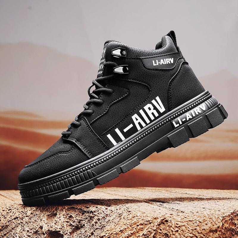 2024 Мужские Осенние Новые Модные Повседневные Износостойкие Ботинки Высокие Туфли Инструменты Ботинки Tide Британские Холщовые Ботинки