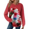 Женская Мода Повседневный Свободный Топ с Круглым Вырезом и Длинным Рукавом с Рождественским Принтом