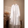 Dimanaf 2025 Spring Linen Blouse Shirt Long Sleeve Cardigan Women Blouse Fashion Long Lace White Floral Tops Loose New