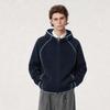 Unisex Korean-Style Hooded Oversized Sweatshirt With Contrast Stitching Lightweight Casual Outerwear