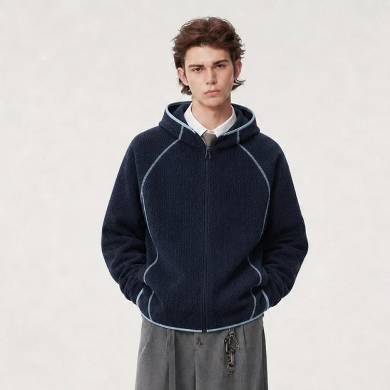 Unisex Korean-Style Hooded Oversized Sweatshirt With Contrast Stitching Lightweight Casual Outerwear