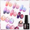MEET ACROSS 7ml Purple Glitter Auroras Thermal Gel Nail Polish Winter 3 Layers Temperature Color Changing Semi Permanent Manicure Nail Art Gel Varnish