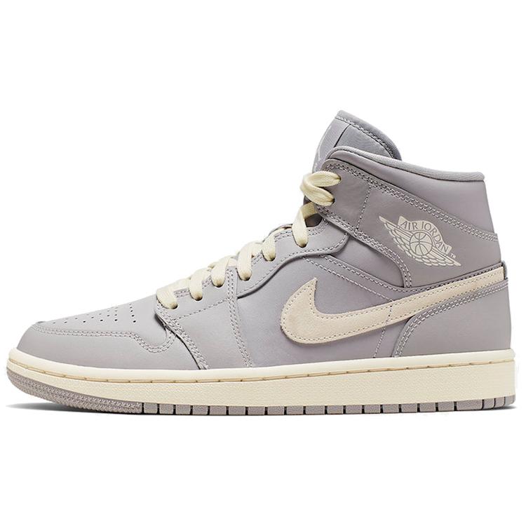 Womens Air Jordan 1 Mid 'Grey Light Bone' (women's sizes) Grey / Light Bone Vintage Basketball Shoes CD7240 002