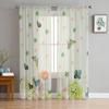 Plants Flowers Butterflies Green Sheer Curtains for Living Room Decoration Window Curtains Kitchen Tulle Voile Organza Curtains