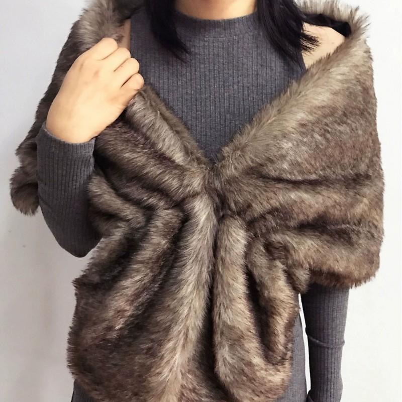Bride Fox Fur Cape Cloak Wedding Party Faux Shawl Cosplay Costume