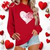 Женский повседневный пуловер с круглым вырезом и длинным рукавом с принтом ко Дню святого Валентина