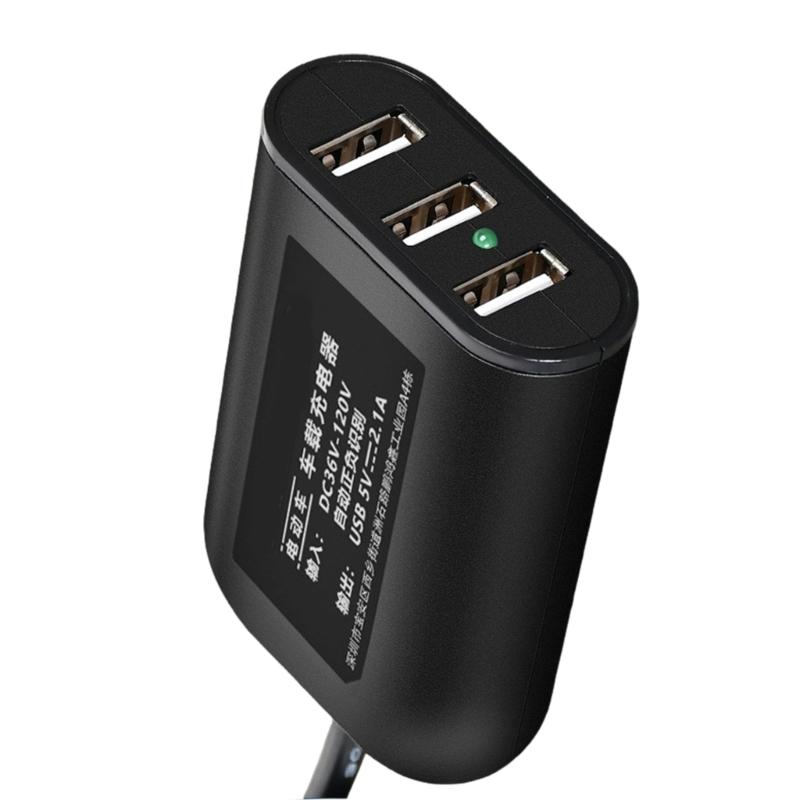 Высокоэффективное зарядное устройство с 3 портами USB для электросамоката, велосипеда с диапазонами напряжений 36В 48В 60В 72В 120В, зарядка телефона