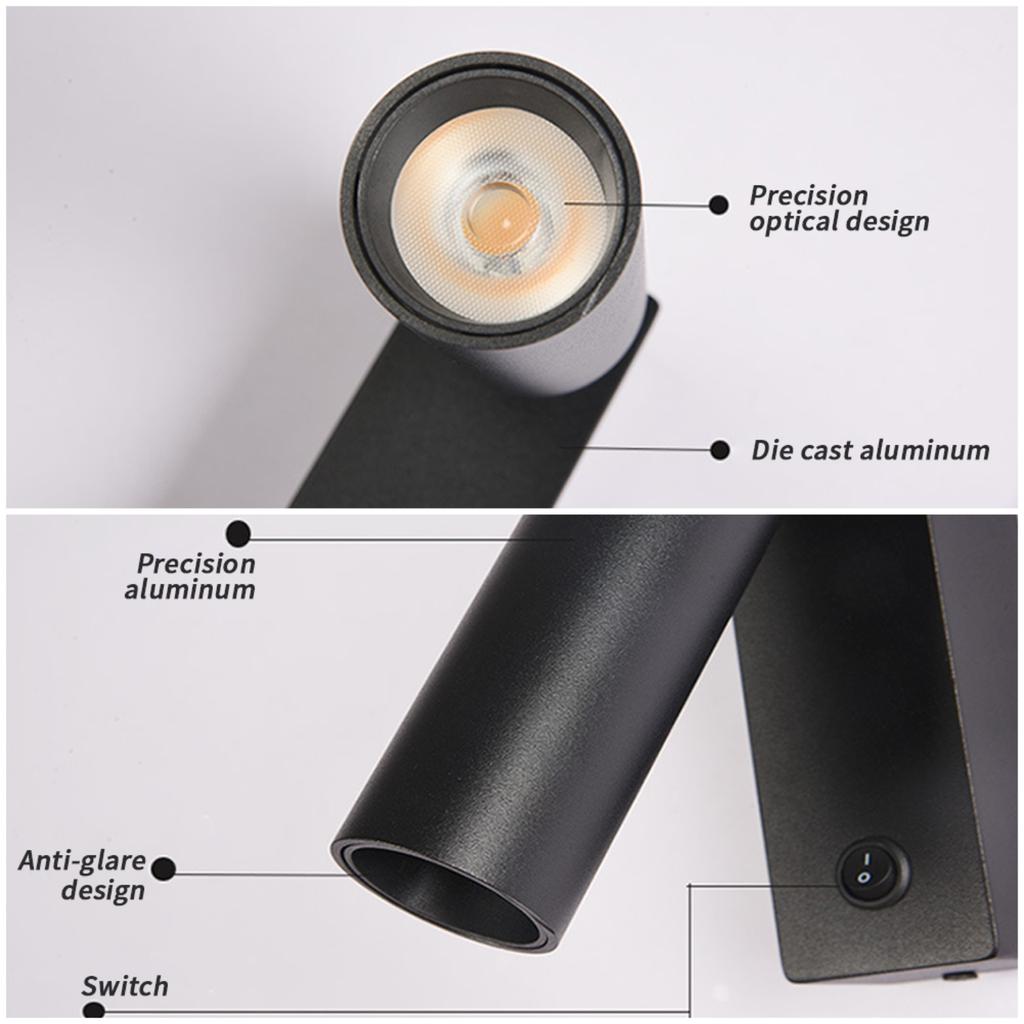 New Modern Stylish Contemporary Folding LED Wall Light with 350° Horizontal and 90° Vertical Rotation - High-Brightness 3W Mod