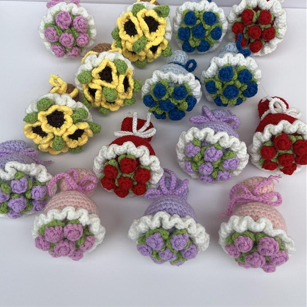 Sunflower Crochet Flower Rose Pendant Creative Artificial Flowers  Gift
