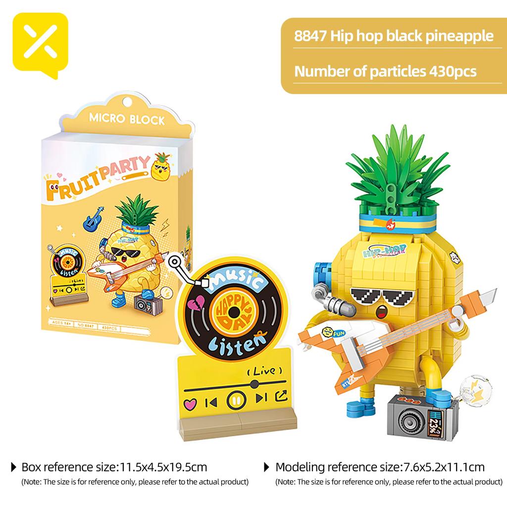 TOYLINX Креативный дизайн Мини Фруктовая вечеринка Конструктор Модель Яблоко Ананас Сборные игрушки Подарок на день рождения для детей и подростков