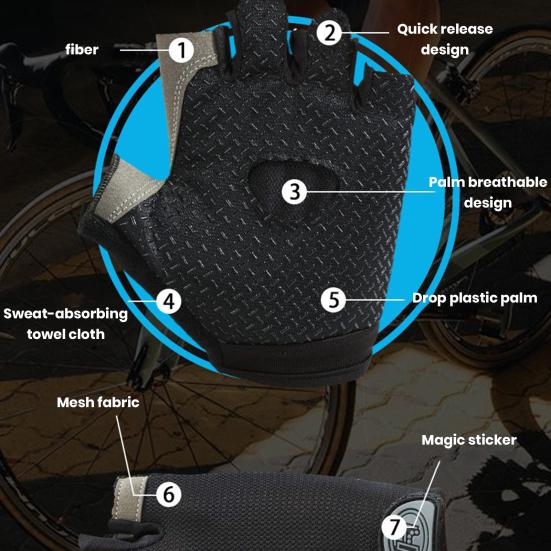 1 пара спортивных велосипедных перчаток с мягкой подкладкой, с полупальцами