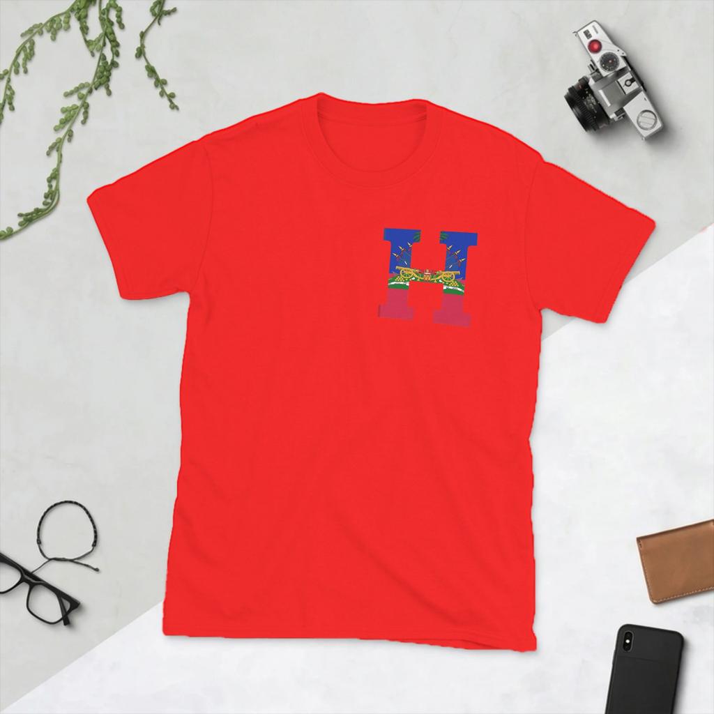 H for Haiti TShirt Unisex Casual Pure Cotton Tee Shirt Crew Neck Short Sleeve T Shirts Birthday Present Clothing