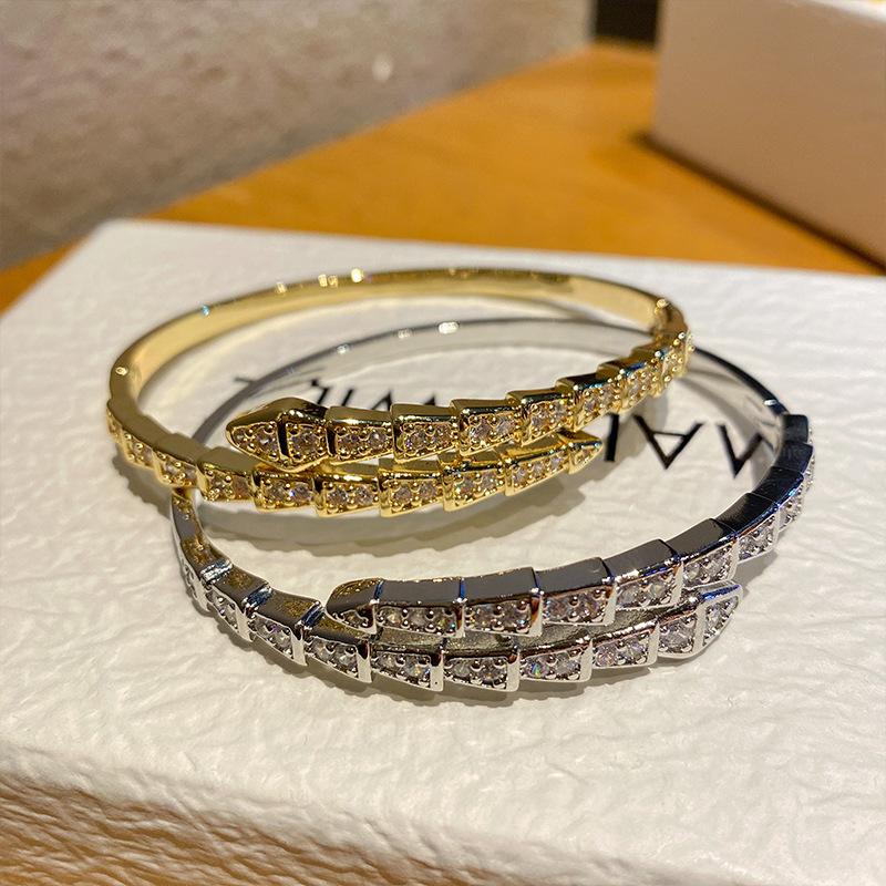 Half Snake European and American Hot Selling Copper Plated T-shaped Zircon Women's Bracelet