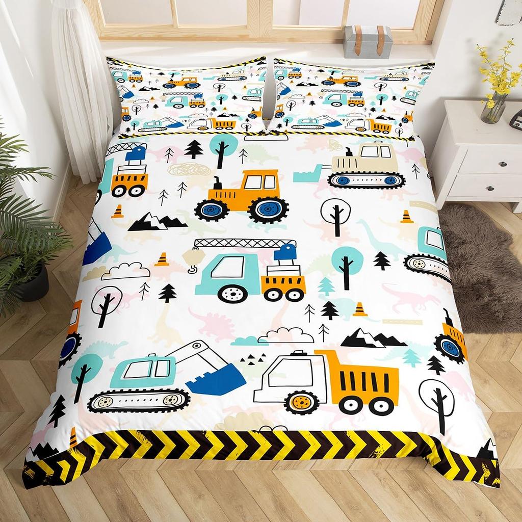 Мультяшный пододеяльник размера кинг-сайз, очень большой, красочное автомобильное постельное белье для малышей, детей, подростков, 1 пододеяльник, 2 наволочки, без одеяла