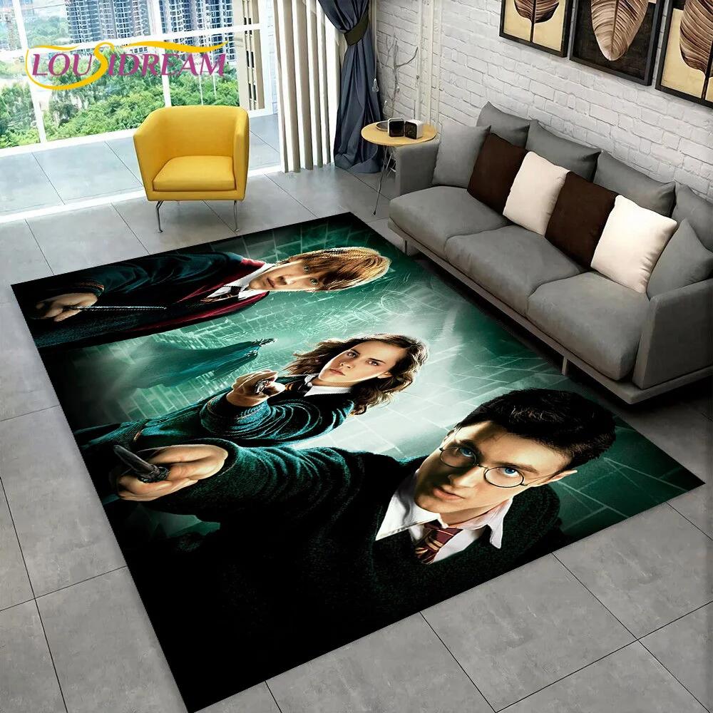 3D P-Potter Magic Academy Movie HD Rug Carpet for Living Room Bedroom Home Decor,Floor Mat Non-slip for Sofa Doormat Gift Kids