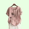 Fashion Print Blouses Women Casual Short Sleevetop Summer Round Collar Loose Plus Size T-shirt