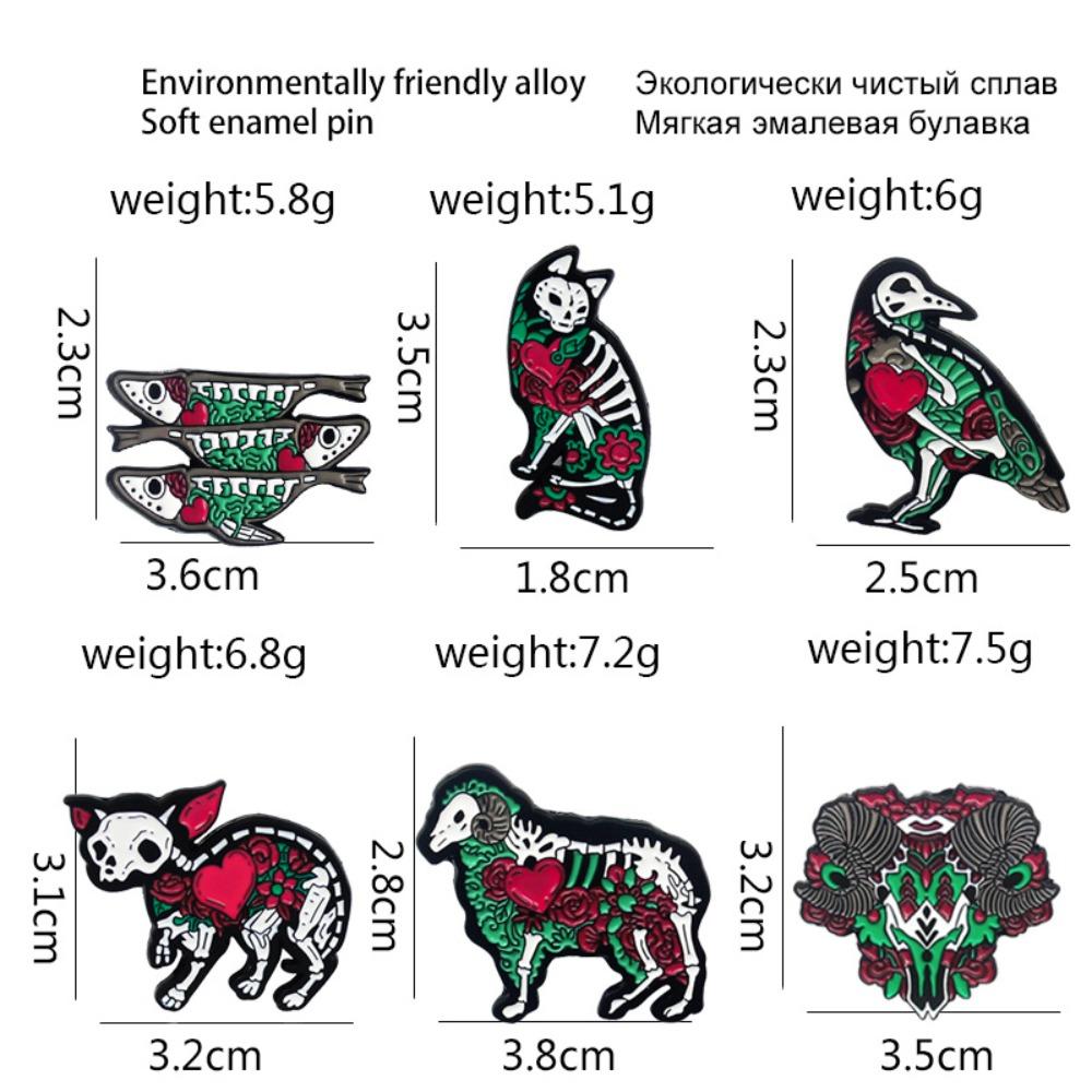 Брошь из цинкового сплава в виде мультяшного животного, жуткая кость животного, ювелирные изделия на Хэллоуин