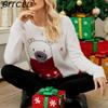 BITCED Knitted Top Christmas Cartoon Jacquard Knit Sweater Embroidered Bear Christmas Jumper