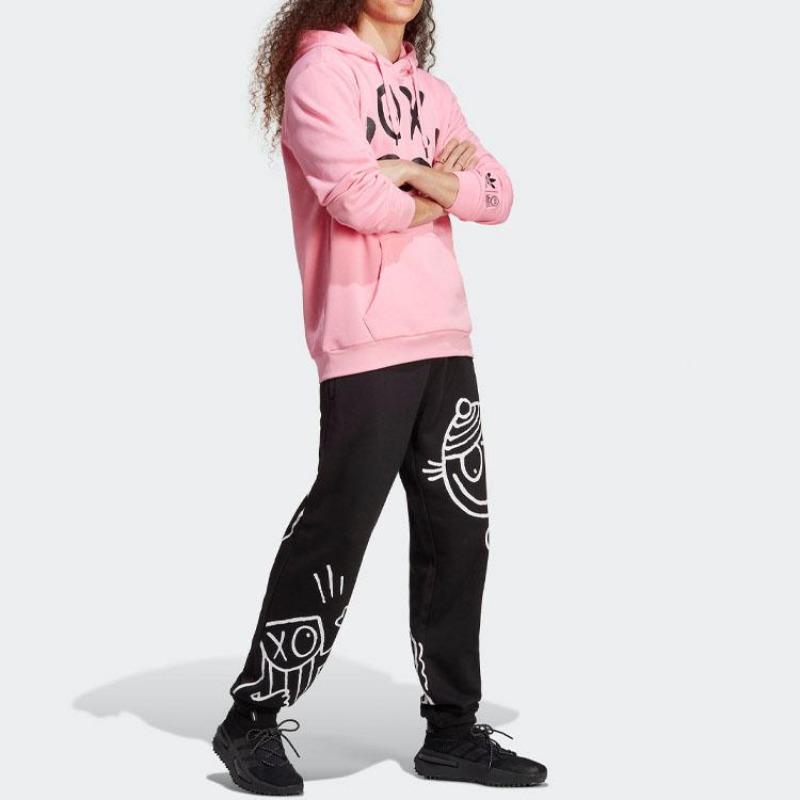 adidas Originals × André Saraiva Men's Graffiti Print Hoodie Pink IA6393