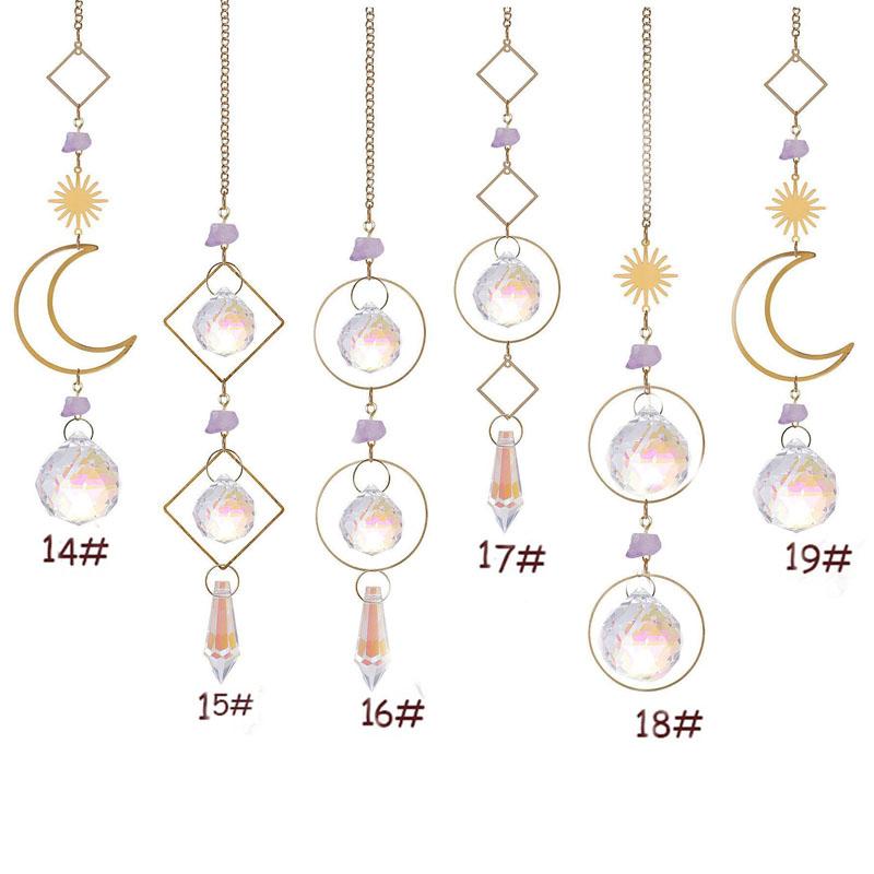 Suncatcher Crystal Wind Chimes Light Catcher Rainbow Prism Maker Chakra Crystal Hanging Pendant Window Home Garden Decoration