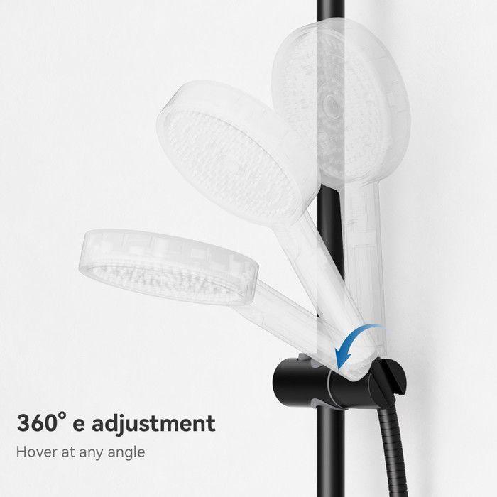 Barre de douche - DERW - Max - Noir - Acier inoxydable 201 - Diamètre 22mm - Installation facile