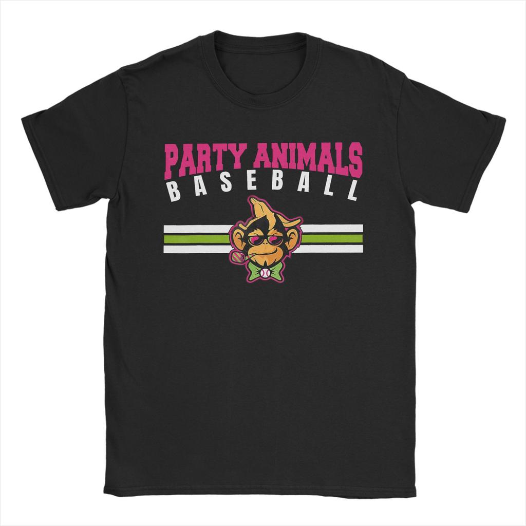 Party Animals Baseball Monkey T Shirt Unisex Pure Cotton Vintage TShirt Crewneck Tees Short Sleeve Clothing Big Size