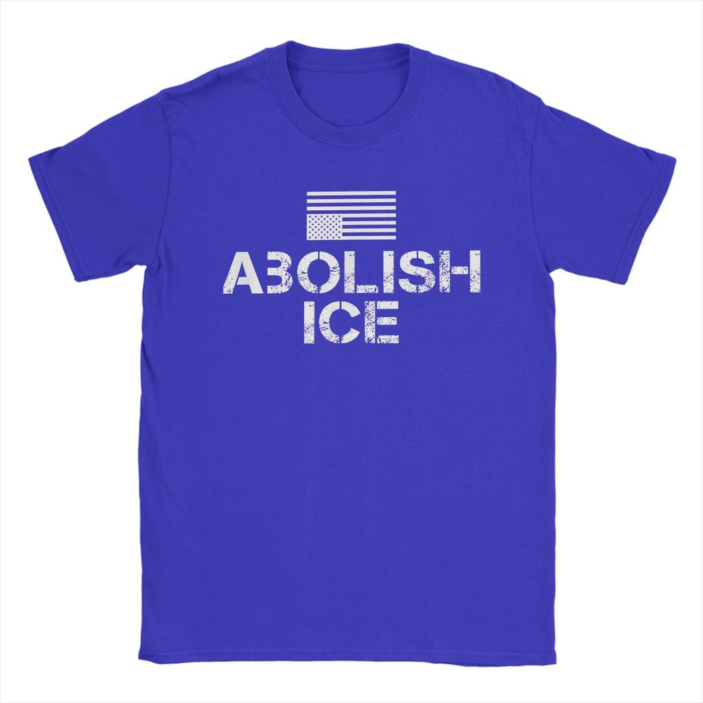 Abolish ICE America in Distress Inverted American Flag T Shirts Men Cotton Vintage TShirt Crewneck Tees Short Sleeve Clothing